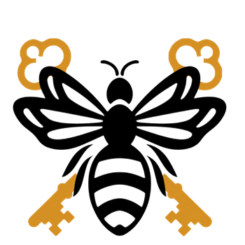 Emblème Bee Cleaner Aix — Abeille et clés croisées