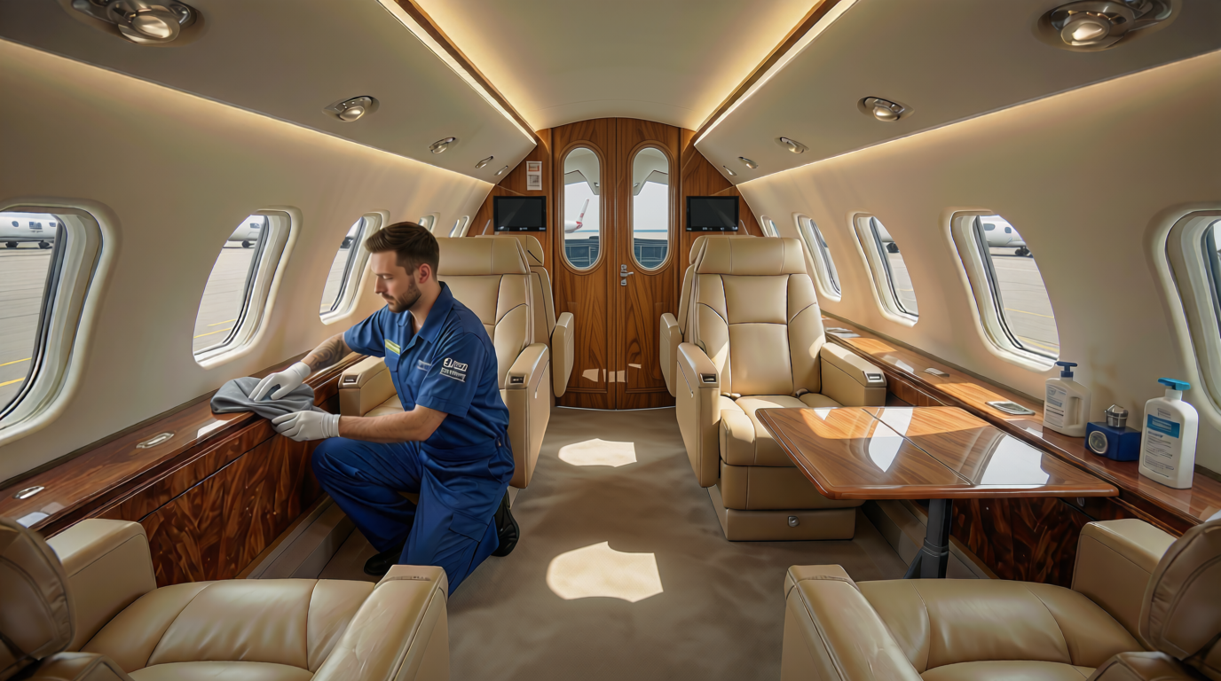 Detailing extérieur d'un jet privé par les équipes Bee Cleaner Aix